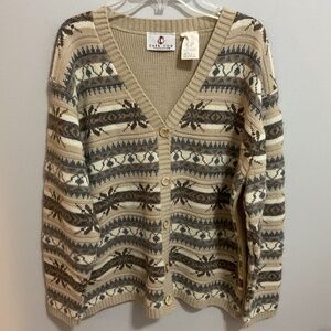 Women’s Vintage Cape Cod Sportswear Fair Isle Relaxed Fit Cardigan Sweater, MED